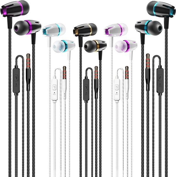 Earbuds Wired with Microphone Pack of 5, Noise Isolating in-Ear Headphones